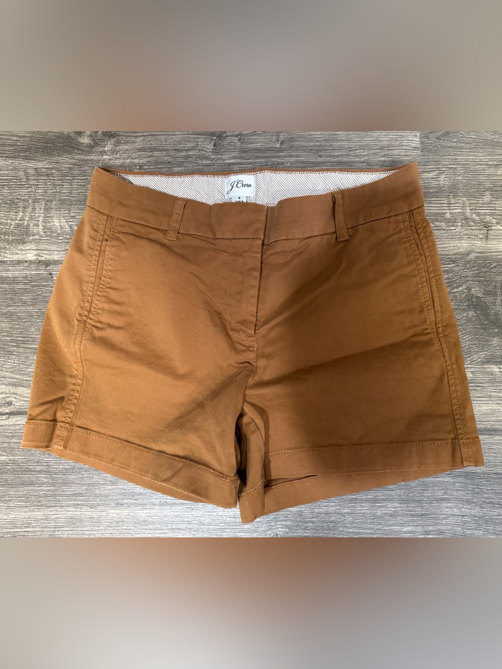 J.Crew Re-Imagined Brown Chino Shorts Size 4 Cotton Stretch Casual Summer Shorts - Picture 2 of 7